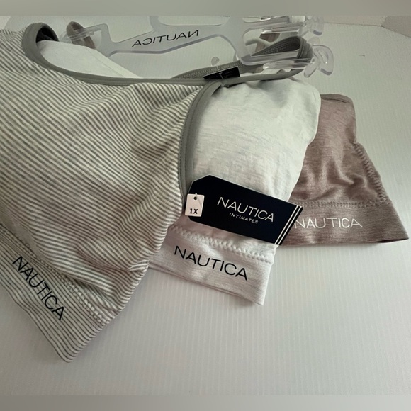 Nautica Seamless Pull-on 3 pc Bralettes/Sports Bras Set w/Removable Pads - Picture 2 of 11